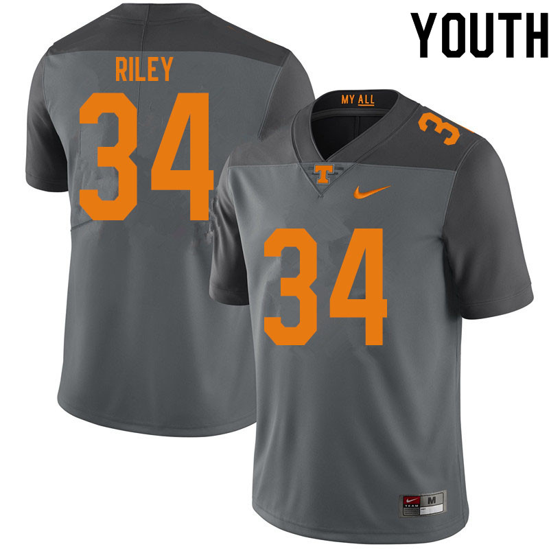 Youth #34 Trel Riley Tennessee Volunteers College Football Jerseys Sale-Gray - Click Image to Close